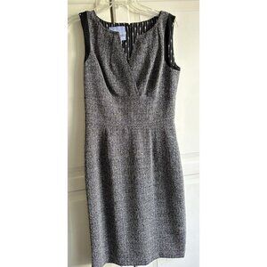 Kay Unger New York Dress Womens 6 Gray Tweed Sleeveless Shift V Neck‎ Work New